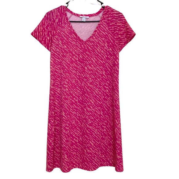 Nine West Pink Patterned Short Sleeve V-Neck A-line Midi Dress NWT Size XS - Picture 1 of 8